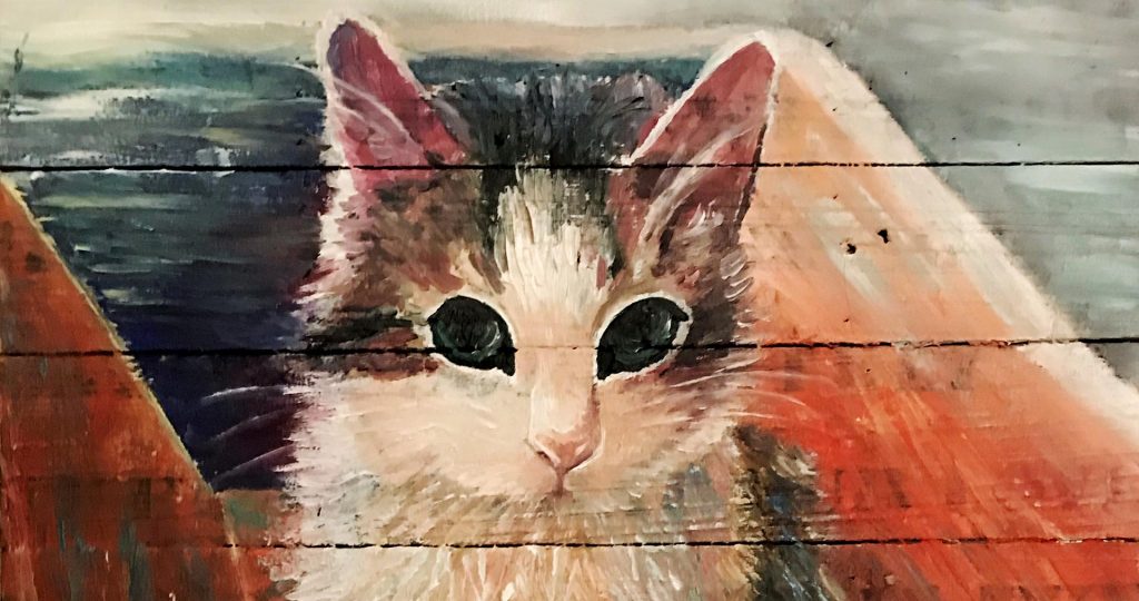 Portraitzeichnung vom Foto - oelbild von der Katze - Tierportrait